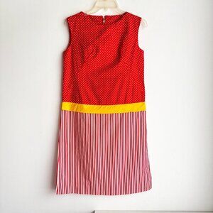 Vintage Polka Dot Striped Cute Summer Sheath Dress M